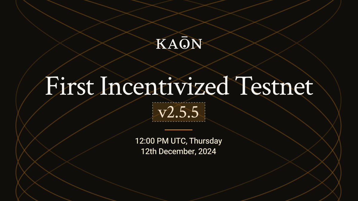 kaonlabs's tweet photo. 🎉 Our first-ever incentivized testnet will be launching this Thursday, 12th December, 2024!

💡 Testnet v2.5.5 will act as a public testing ground for users to perform some of the key on-chain actions required in making Bitcoin natively programmable and bringing Bitcoin asset value cross-chain.

Check out our newly released GitBook to learn more about Kaon: https://t.co/bFD5ODpnnY

#Kaon #Testnet