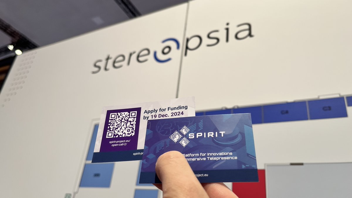 SPIRIT_eu's tweet image. 🌍 Promoting SPIRIT Open Call 2 at @Stereopsia!

Last days to apply for SPIRIT OC2! Submit your proposal by 19 December 2024.

👉 Check the website for more information: spirit-project.eu/open-call-2/

#SPIRITproject #InnovationFunding #XR #EUXR #ExtendedReality #Telepresence #HorizonEU