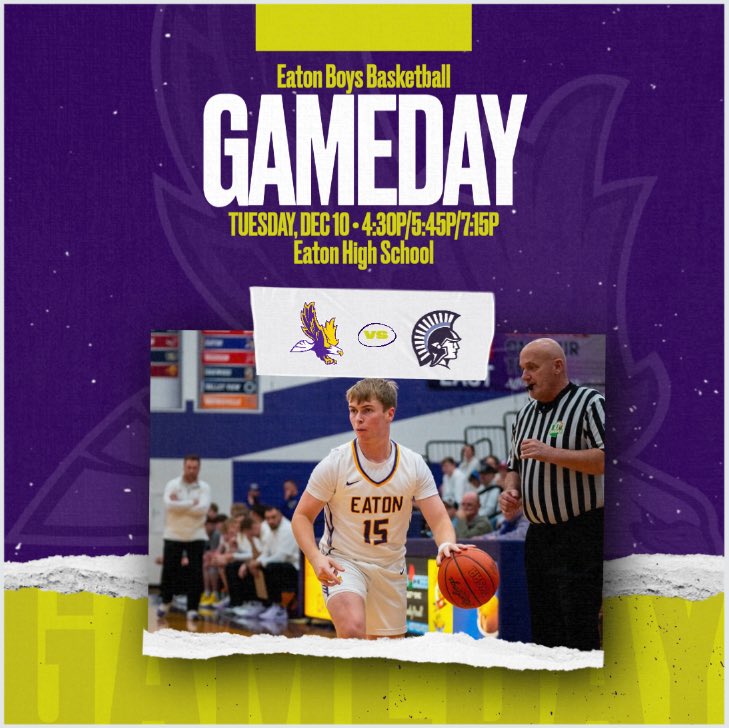 Game Day!

📍 Eaton High School
⏰ 4:30p / 5:45p / 7:15p
🏀 vs Valley View