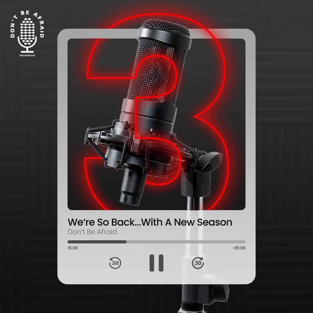 dba_podcast's tweet photo. Back like we never left! Season 3 is here, and it’s bigger, bolder, and better.  

#DontBeAfraidPodcast #PodcastSeason3 #WereBack #PodcastCommunity https://t.co/F2Ucdmm2Mg