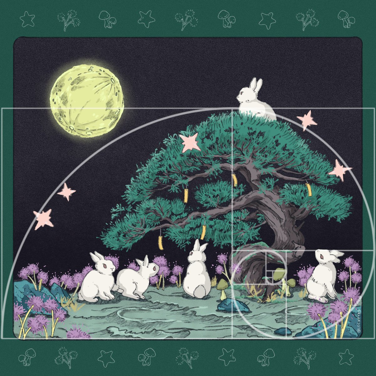 lockeyzs's tweet image. วาดรูปมานานพอสมควร รู้จัก Composition แบบ Golden ration, Rule of third ฯลฯ แต่ไม่เคยใช้อย่างจริงจัง วันที่ออกงาน #BKKIF2024 มีภาพนึงที่ขายหมดไวกว่าเพื่อน คือ “Luna - Lapin" ส่วนตัวรู้สึกว่า องค์ประกอบไม่ได้หวือหวา แต่มันลงตัวอย่างบอกไม่ถูก เลยอยากลองอธิบายงานตัวเองดูบ้าง (1)