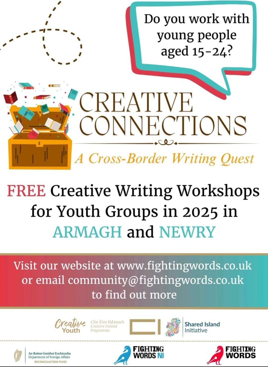 Niamh McNally (@niamhymcnally) on Twitter photo Calling all youth groups in Newry! I'll be taking workshops in this area next year and would LOVE you to get involved!
Spread the word if you know anyone who'd be interested!
<a href="/fightingwordsni/">Fighting Words NI</a> <a href="/FightingWordsIE/">Fighting Words</a> <a href="/LibrariesNI/">Libraries NI</a> <a href="/LibNIDigital/">Engage LNI</a> <a href="/nmdcouncil/">NewryMourneDown</a> Calling all youth groups in Newry! I'll be taking workshops in this area next year and would LOVE you to get involved!
Spread the word if you know anyone who'd be interested!
<a href="/fightingwordsni/">Fighting Words NI</a> <a href="/FightingWordsIE/">Fighting Words</a> <a href="/LibrariesNI/">Libraries NI</a> <a href="/LibNIDigital/">Engage LNI</a> <a href="/nmdcouncil/">NewryMourneDown</a>