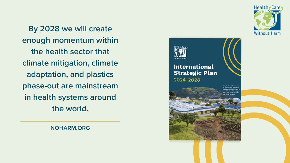 HCWH - Global (@hcwhglobal) on Twitter photo We’re proud to launch Health Care Without Harm’s International Strategic Plan, uniting our global network to transform health care.
Our focus:
🌍 Climate mitigation
🌱 Climate adaptation
🚫 Plastics phase-out
Let’s accelerate systemic change!
Read more: noharm.org/our-strategies… We’re proud to launch Health Care Without Harm’s International Strategic Plan, uniting our global network to transform health care.
Our focus:
🌍 Climate mitigation
🌱 Climate adaptation
🚫 Plastics phase-out
Let’s accelerate systemic change!
Read more: noharm.org/our-strategies…