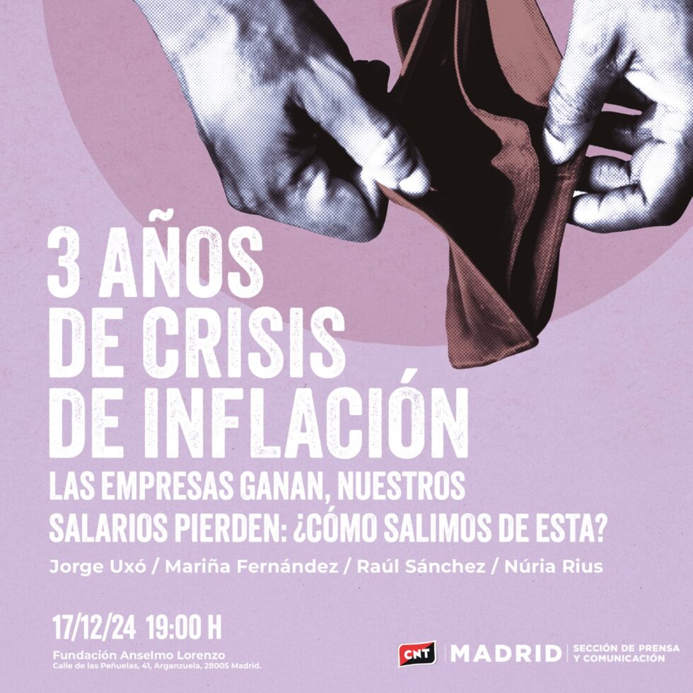 Apunten en agenda: el martes 17 nos vemos en la <a href="/FAnselmoLorenzo/">FAL</a> para hablar de 3 años de crisis de inflación. Las empresas ganan, nuestros salarios pierden: ¿cómo salimos de ésta?
Participan: <a href="/nuriariusm/">Núria Rius Montaner</a>, <a href="/JorgeUxo/">Jorge Uxó</a>, <a href="/raulsanchezglez/">Raúl Sánchez 📈</a> y Mariña Fernández.
fal.cnt.es/17-diciembre-3…