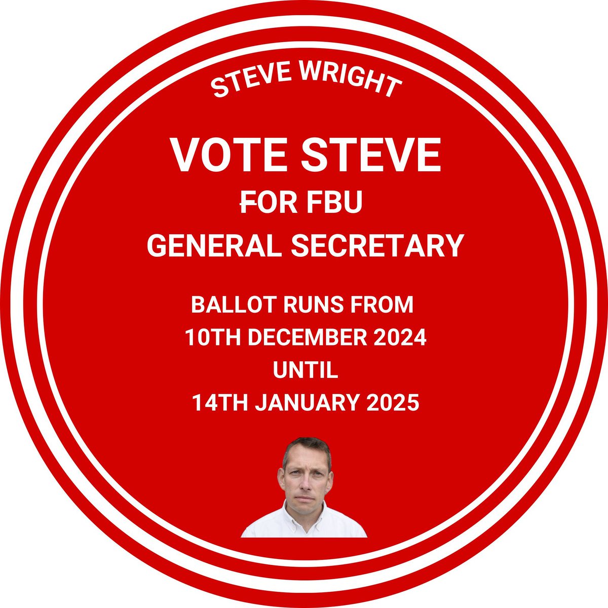 Ballot papers for the FBU General Secretary election will arrive imminently. I'm voting for Steve Wright as the time for change is now. 
Please ensure you vote, vote early and to repeat, my vote will be for Steve Wright.
@steve4gs <a href="/UnionSteveW/">Steve Wright</a>
#vote4steve