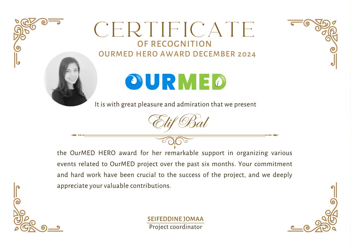 OURMEDPROJECT's tweet photo. 🎉 Congratulations to Elif Bal, OurMED’s new hero for the #OURHERO initiative! 🌟
🌍OurMED is grateful for Elif's valuable work on our project as a #youngresearcher and we are proud to count her amongst our team!
👉 Learn more about OURHERO here: https://t.co/BEmpyvwhpV https://t.co/vpUImaeb5M