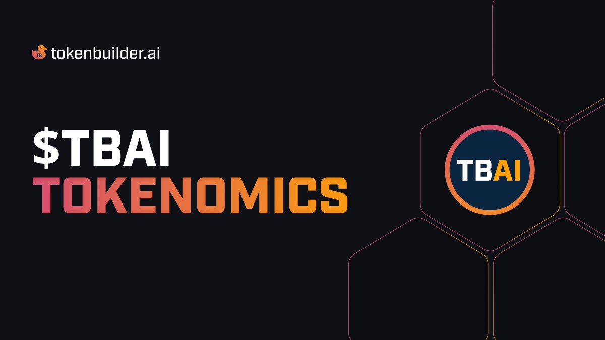 1/ TBAI Tokenomics

Gm. Let's talk about the tokenomics behind $TBAI and the Fair Token Offering method:

$TBAI powers TokenBuilder's ecosystem - the first AI-driven fair token launchpad. Our token sales prioritise transparency, fair pricing &amp; equal access for all investors.