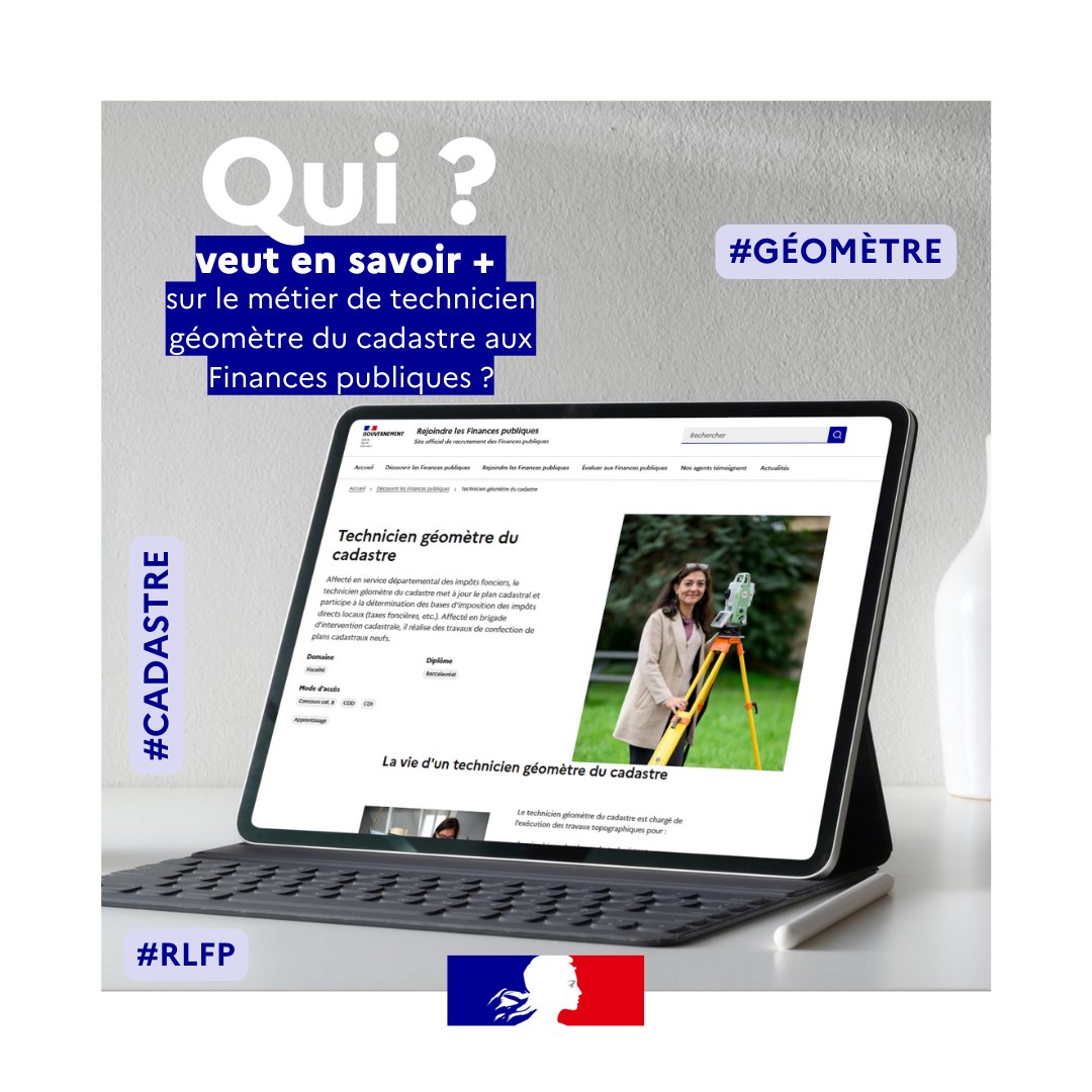📏En cette 2e journée d'épreuves écrites du concours technicien géomètre des Finances publiques, nous souhaitons bonne chance 🤞 à tous les candidats !
🔎Nous vous proposons ainsi de découvrir ce métier particulier au sein de la <a href="/dgfip_officiel/">Direction générale des Finances publiques</a> :
👉 …lesfinancespubliques.economie.gouv.fr/decouvrir-les-…
 #RLFP