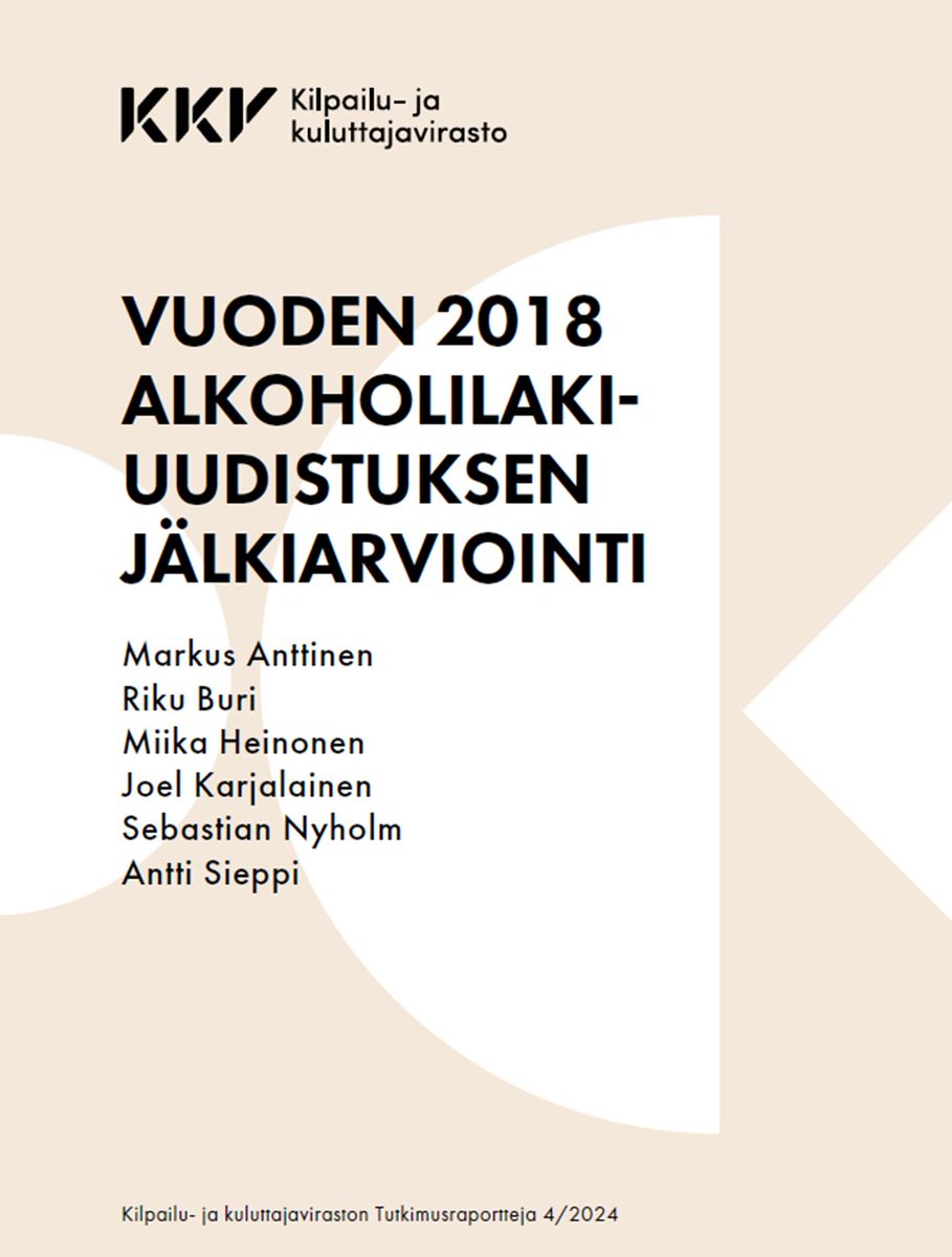 Julkaisimme tänään tutkimusraportin vuoden 2018 alkoholilain uudistuksen vaikutuksista. <a href="/kkv_uutiset/">KKV</a>  kkv.fi/ajankohtaista/…

Esittelen ketjussa raporttimme keskeiset tulokset.

1/