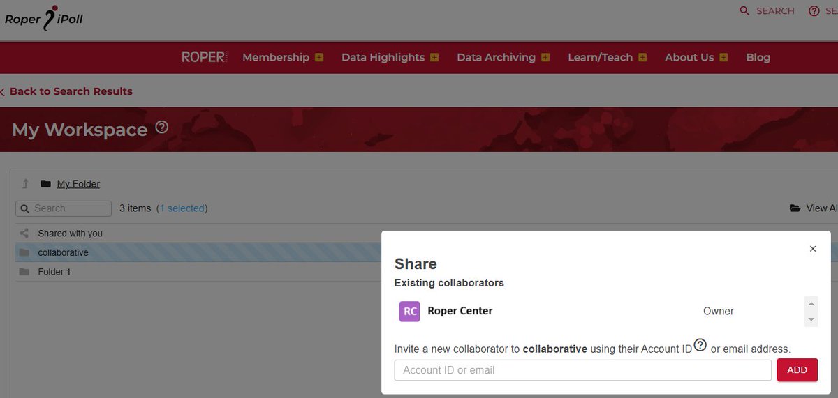 RoperCenter's tweet photo. Did you know #RoperiPoll users can collaborate within their iPoll workspace? Invite a new collaborator using their Account ID or email address to share questions, trends, and full studies of interest. https://t.co/Z6v9Rx6PzR