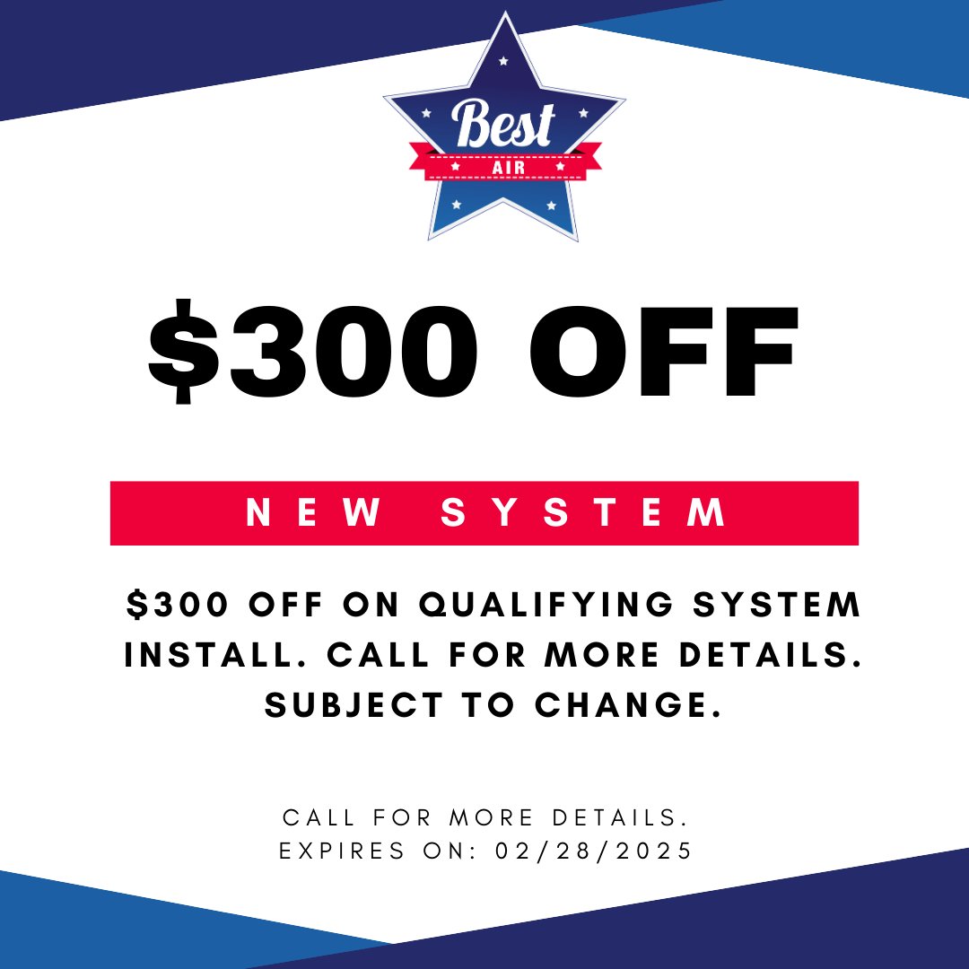 best_heating's tweet image. 🚨 Ready to upgrade your home with a brand new system? Get $300 OFF a complete system installation when you book now! 📞 Contact us today to schedule your installation! bit.ly/2wn2bor 
#HomeUpgrade #LimitedTimeOffer #SystemInstallation #Savings #UpgradeYourHome