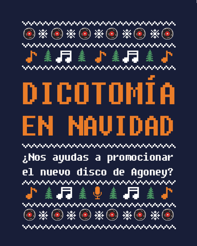 MaraRou1's tweet photo. ¡BUENAS TARDES FAN DE AGONEY!🧑‍🎄

En 9 días se cumplirán 3 meses del lanzamiento de "Dicotomía" 📀

En este mes navideño, estaremos promocionando su nuevo disco:

▶️ a "Bailando en la oscuridad" para llegar a los 100k en Spotify.

🗓️ Jueves 19: Streaming Party de DICOTOMÍA. https://t.co/Iv27PGWLAN
