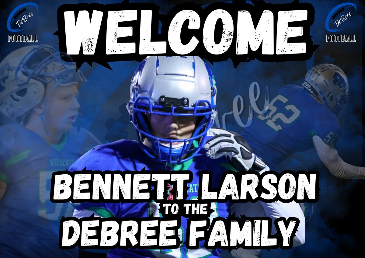 We would like to welcome our newest member of the DeBree Football Family, Bennett Larson⚡️ Bennett is a monster 2025 MLB out of Minnesota and still looking for a home‼️Bennett is fast, physical, and has a very high football IQ💪 Don't miss out on a huge pickup <a href="/BennettLarson45/">Bennett Larson</a>