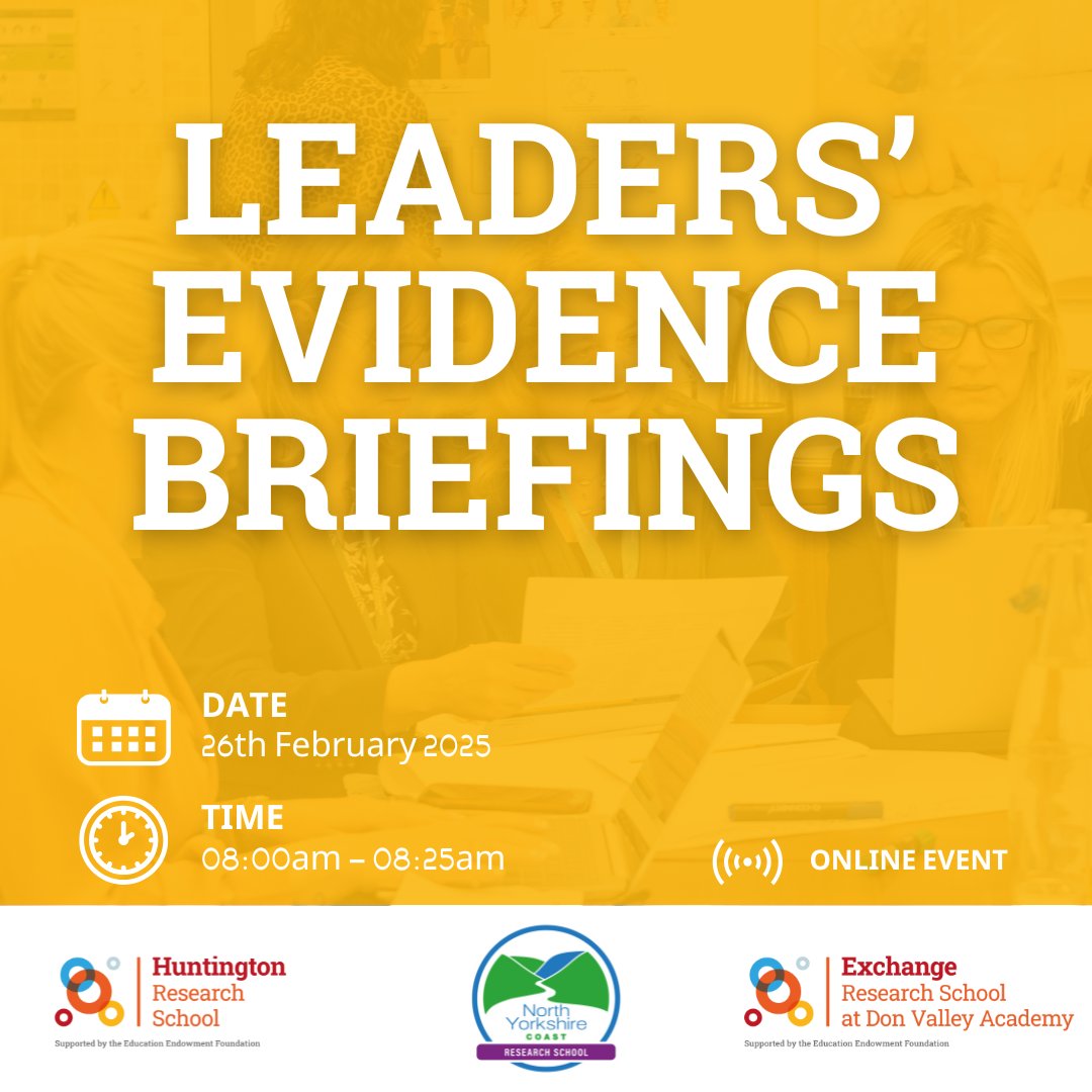Exchange Research School (@exchange_rs) on Twitter photo Calling schools in Yorkshire and Humber!
Don't forget to book your free place on our next evidence briefing.
📲ow.ly/YkPb50UlEE7
<a href="/HuntResearchSch/">Huntington Research</a> <a href="/NYCResearchSch/">NYC Research School</a> Calling schools in Yorkshire and Humber!
Don't forget to book your free place on our next evidence briefing.
📲ow.ly/YkPb50UlEE7
<a href="/HuntResearchSch/">Huntington Research</a> <a href="/NYCResearchSch/">NYC Research School</a>