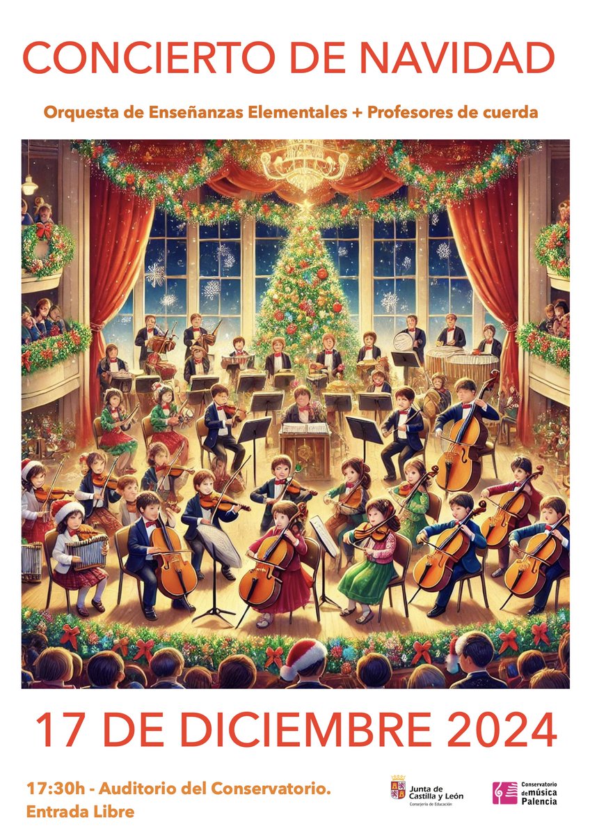 ACTIVIDADES DEL CONSERVATORIO DE PALENCIA - DICIEMBRE 2024

Concierto  de Navidad de la Orquesta de Elemental y el Profesorado de Cuerda: 17  de diciembre de 2024, a las 17:30 horas en el Auditorio del  Conservatorio. Entrada libre, hasta completar aforo.