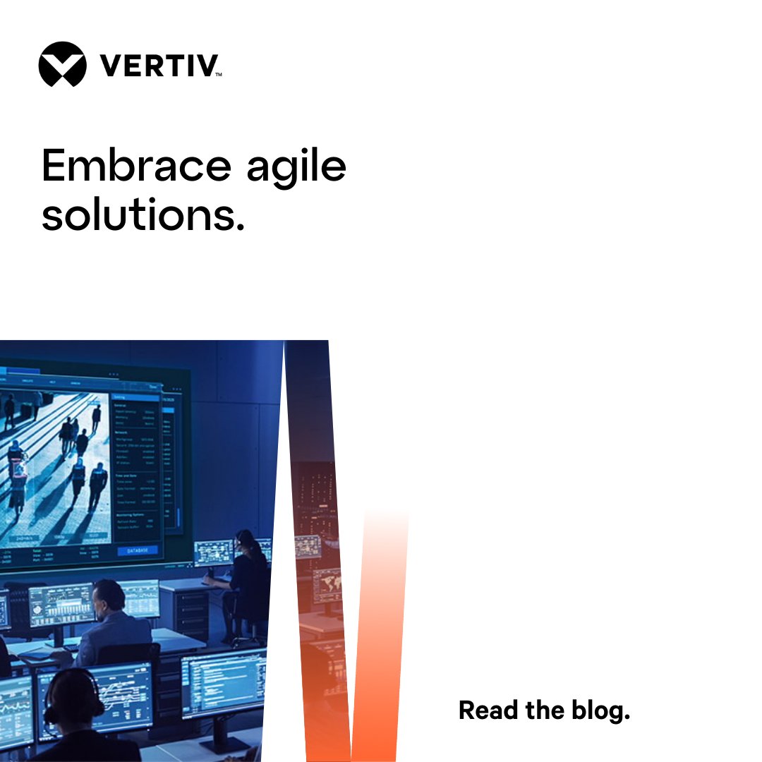 Vertiv's tweet image. Agility is the new strength. In our latest blog, find out how data centers are transforming to tackle next-generation demands. ms.spr.ly/6016Wghu0 
#AgilityIsStrength #DataCenterRevolution #AgileSolutions #SmartDataCenters #BusinessAgility
