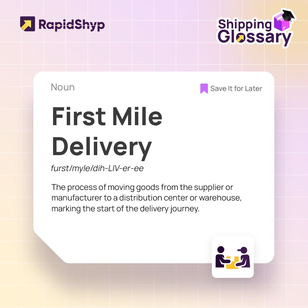 rapidshyp's tweet image. A strong start sets the tone for success! 🚚 The first mile is a crucial step in ensuring timely and efficient order deliveries. 

#ShippingGlossary #FirstMileDelivery #Logistics #eCommerce