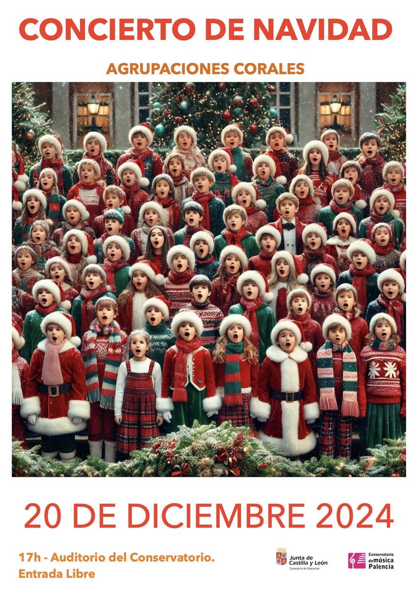 ACTIVIDADES DEL CONSERVATORIO DE PALENCIA - DICIEMBRE 2024

Concierto  de Navidad de las Agrupaciones Corales del Conservatorio Profesional de  Música de Palencia: 20 de diciembre de 2024, a las 17:00 horas en el  Auditorio del Conservatorio. Entrada libre, hasta completar aforo.