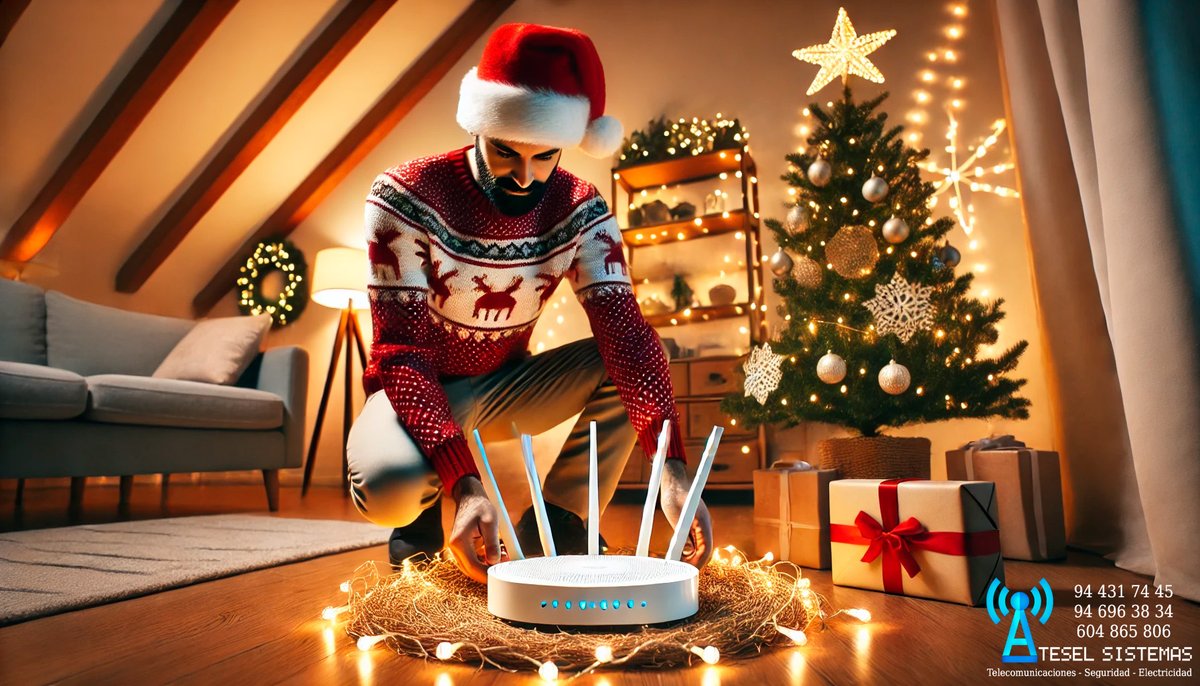 Atesel_Sistemas's tweet image. Conecta todo tu hogar estas fiestas con la mejor tecnología Wi-Fi. 🌐🎄 En Atesel Sistemas, instalamos redes cableadas e inalámbricas para garantizar que tu conexión sea estable y rápida. #RedesWiFi #NavidadConectada #TecnologíaDeVanguardia #ConexiónSegura #WiFiEnNavidad