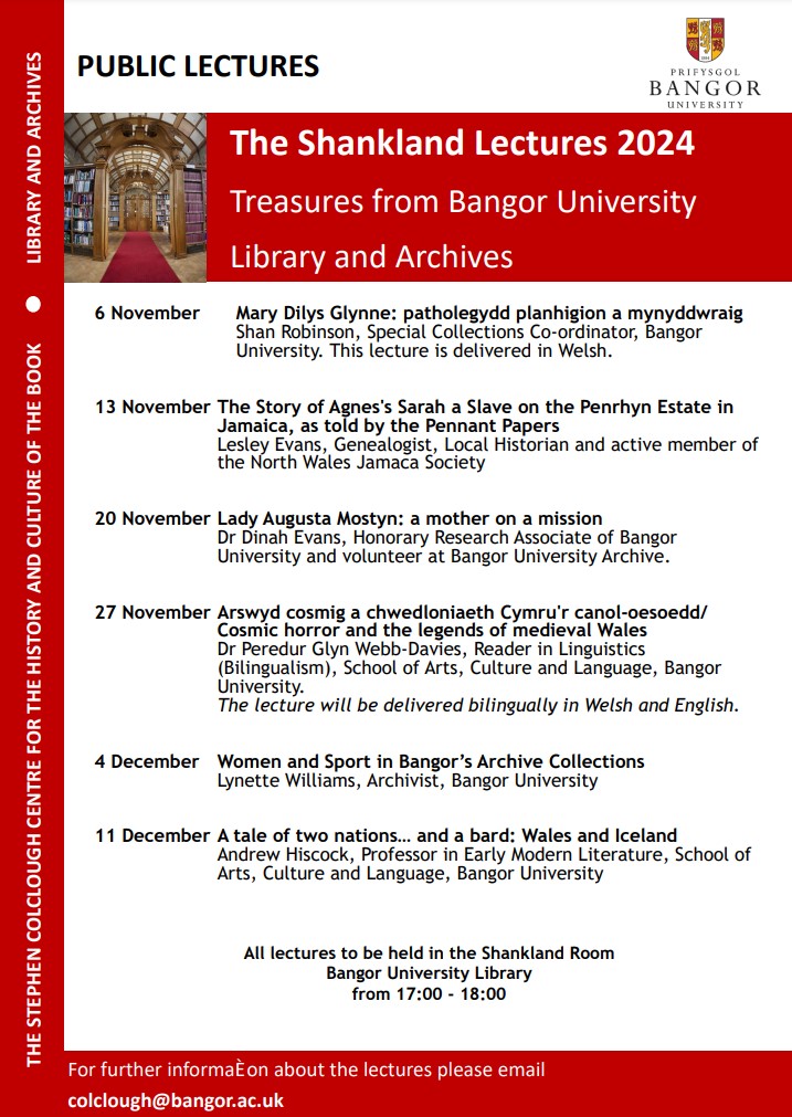 The final lecture in the 2024 Shankland Lecture series will be held on Wednesday the 11th of December, with Professor Andrew Hiscock discussing “A tale of two nations… and a bard: Wales and Iceland”

5pm Shankland Reading Room
Free to attend, open to all