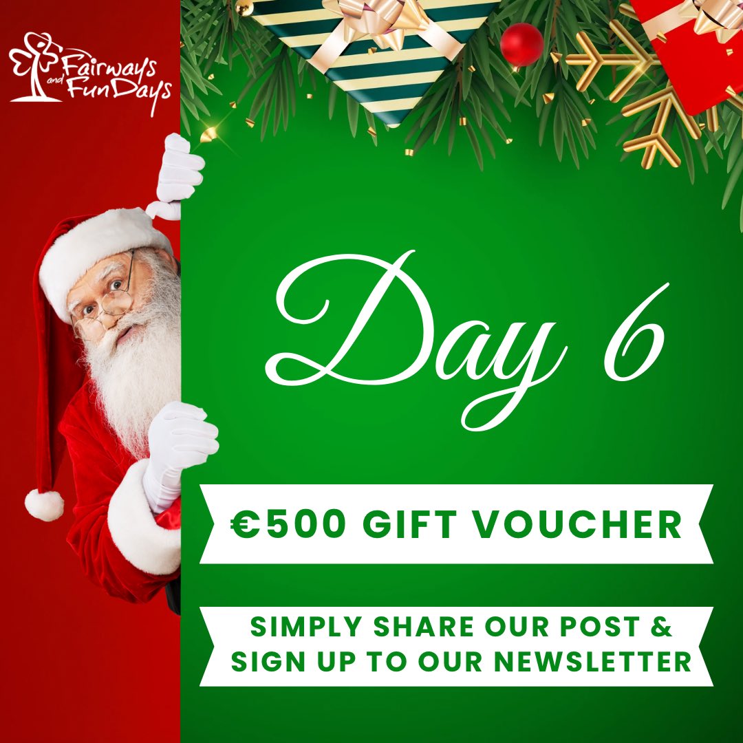 FairwaysFundays's tweet photo. 🎄Day 6 of our 12 Days of Christmas🎄

⛳️🎅 Up for grabs today, we have a €500 Fairways and FunDays Gift Voucher⛳️🎅

To enter simply:

👉 Like & Share our post
👉 Sign up to our newsletter (link below and in our bio)
👉 Drop Done in the comments

🔗 https://t.co/tnJlTkEwcQ

We’re super excited to share Ireland’s Biggest ever Christmas Giveaway! The best of luck to everyone 🎅🎄⛳️🇮🇪

#12daysofgiveaways #12daysofchristmas #fairwaysandfundays