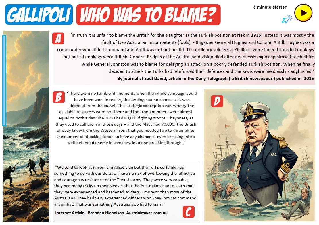 icHistory's tweet image. The Gallipoli Campaign 1915 + Anzacs - Free PDF history teaching resources, ideas and activities #historyteacher #ww1 #histedchat ⬇️ ⬇️⬇️ 📷ichistory.com/new-free.html