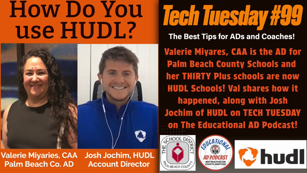 jakestouchdown's tweet photo. Valerie Miyares of Palm Beach Co (FL) + Josh Jochim of HUDL are on Tech Tuesday on The EducAD Podcast
https://t.co/IHnLn0VdCa @coach_ad @AD__insider @FIAAANews @Hudl @ValMiyares @Josh_Jochim @OfficialTHSADA @GADACOACHES @TCPalmPrepZone @MDCPS @BCAA_Sports @DuvalSports @NIAAA9100 https://t.co/ps2eYnhvZK