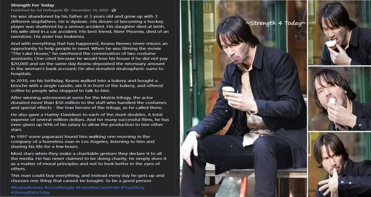 Strengthfor2day's tweet photo. ...

This man could buy everything, and instead every day he gets up and chooses one thing that cannot be bought: To be a good person

#KeanuReeves #GoodPeople #HumilityOverPride #TrueStory #RecoveryPosse #Strengthfor2day https://t.co/XHRWWzSLlE