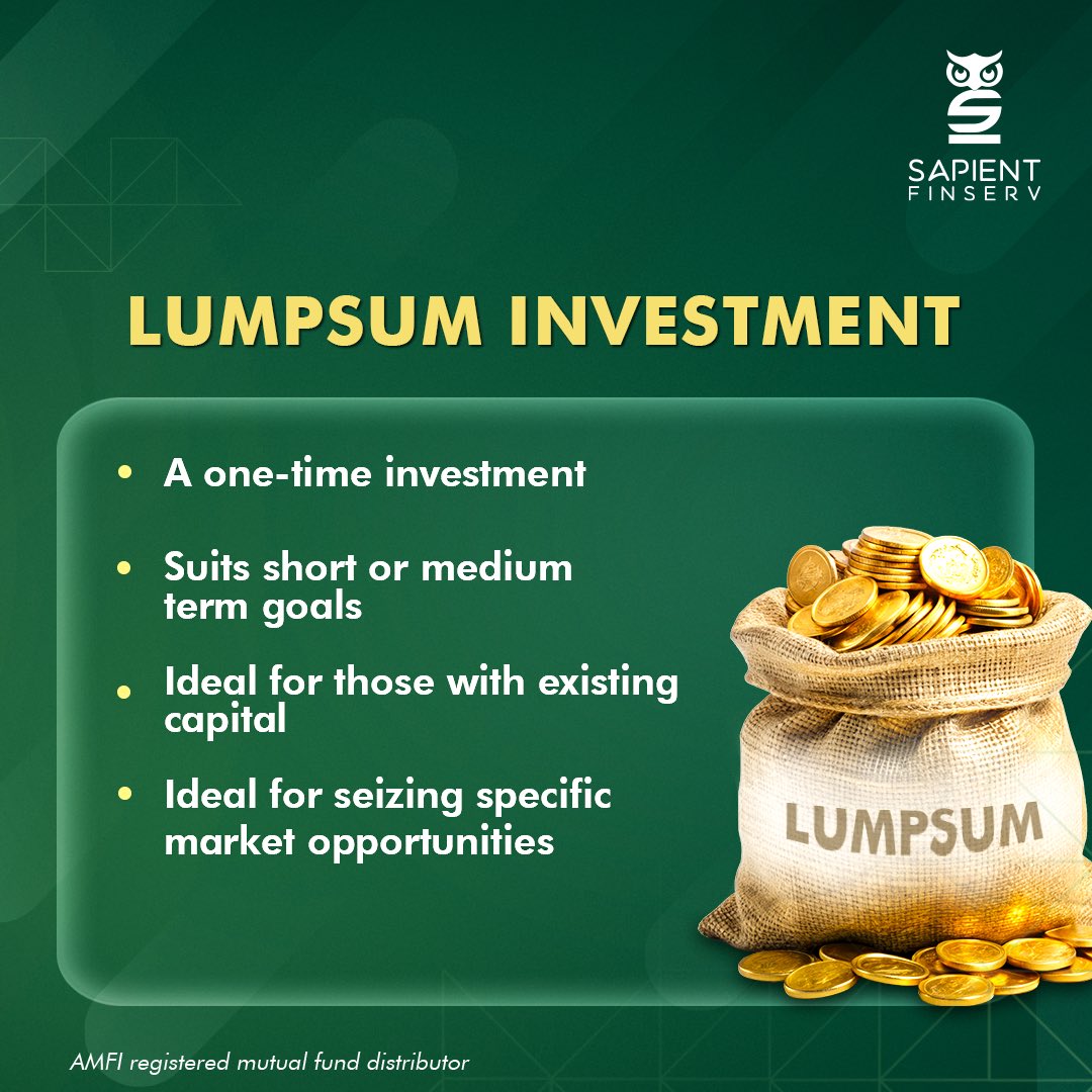 SapientFinserv's tweet photo. They say SIP is the way to go, but is it really better than lumpsum? Let’s find out before you make your move. 

#sapientfinserv #finance #sip #lumpsum #sipvslumpsum #investment #investmentadvice https://t.co/wCl9g5U3fa