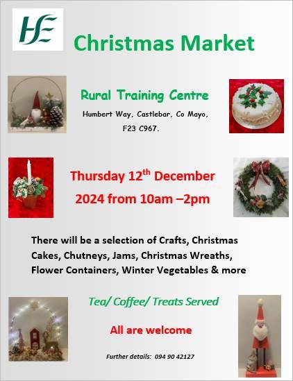 HSEWestNorthWest (@hse_west_nwest) on Twitter photo Castlebar HSE Rural Training Centre (Mayo Mental Health Services) are hosting their annual🎄Christmas Market🎄on Thurs 12/12/24. All crafts, gifts, produce on sale are made/grown by service users who attend the centre. If you stop by, you will not be disappointed!🎅
<a href="/mayomha/">Mayo Mental Health Association</a> Castlebar HSE Rural Training Centre (Mayo Mental Health Services) are hosting their annual🎄Christmas Market🎄on Thurs 12/12/24. All crafts, gifts, produce on sale are made/grown by service users who attend the centre. If you stop by, you will not be disappointed!🎅
<a href="/mayomha/">Mayo Mental Health Association</a>