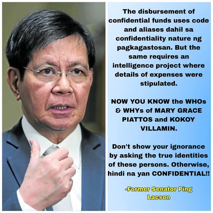 Congress knows this; they just want to make it public that there is an anomaly and corruption in the confidential funds. This is the only proof they can produce to make gullible people think there is really corruption, even though they know there’s none. #VPSara