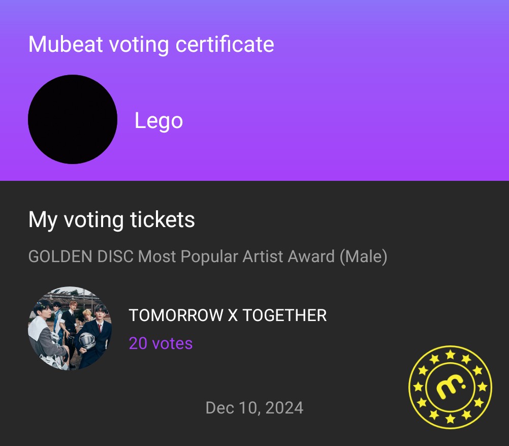 Congratulations #TXT winning in poll 20 TICKETS been voted as GA .

Thank you for joining.