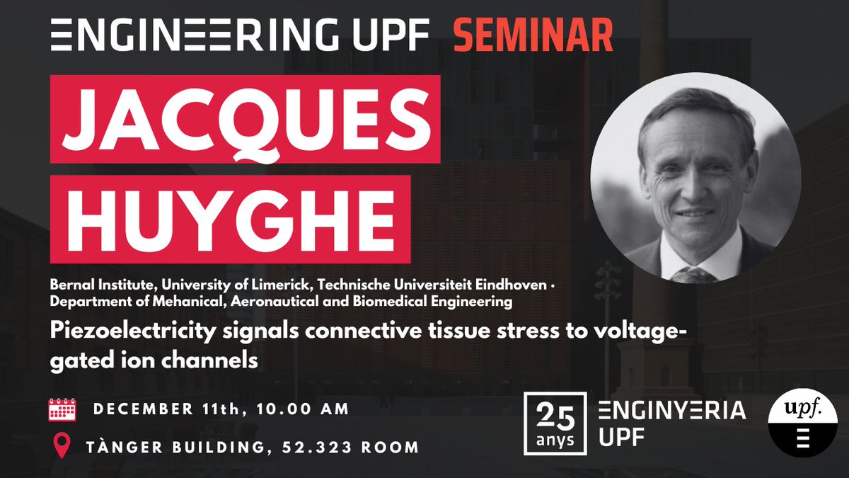 📢 Join us tomorrow!👉 11.12 - Open Seminar - “#Piezoelectricity #signals #connective #tissue stress to voltage-gated ion channels”, Jacques M. Huyghe (TU Eindhoven)