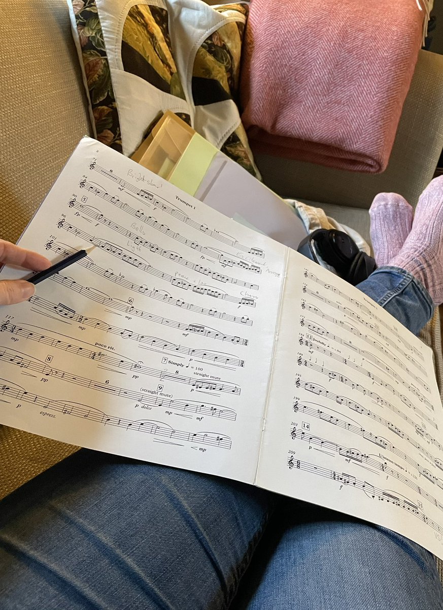_JoHarris's tweet photo. @BristolChoral @HilaryJCampbell Absolutely gorgeous music from #CeciliaMcDowall @OUPMusic . Got my feet up while I mark up the parts. It’s going to be a brilliant show! https://t.co/uiFOY5ikVa