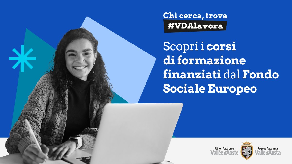 Vuoi acquisire nuove competenze e avere più opportunità di lavoro?

Iscriviti a un corso di formazione finanziato dal Fondo Sociale Europeo.

Dai un'occhiata ai corsi disponibili 🔗 t.ly/VyAph
#VDALavora