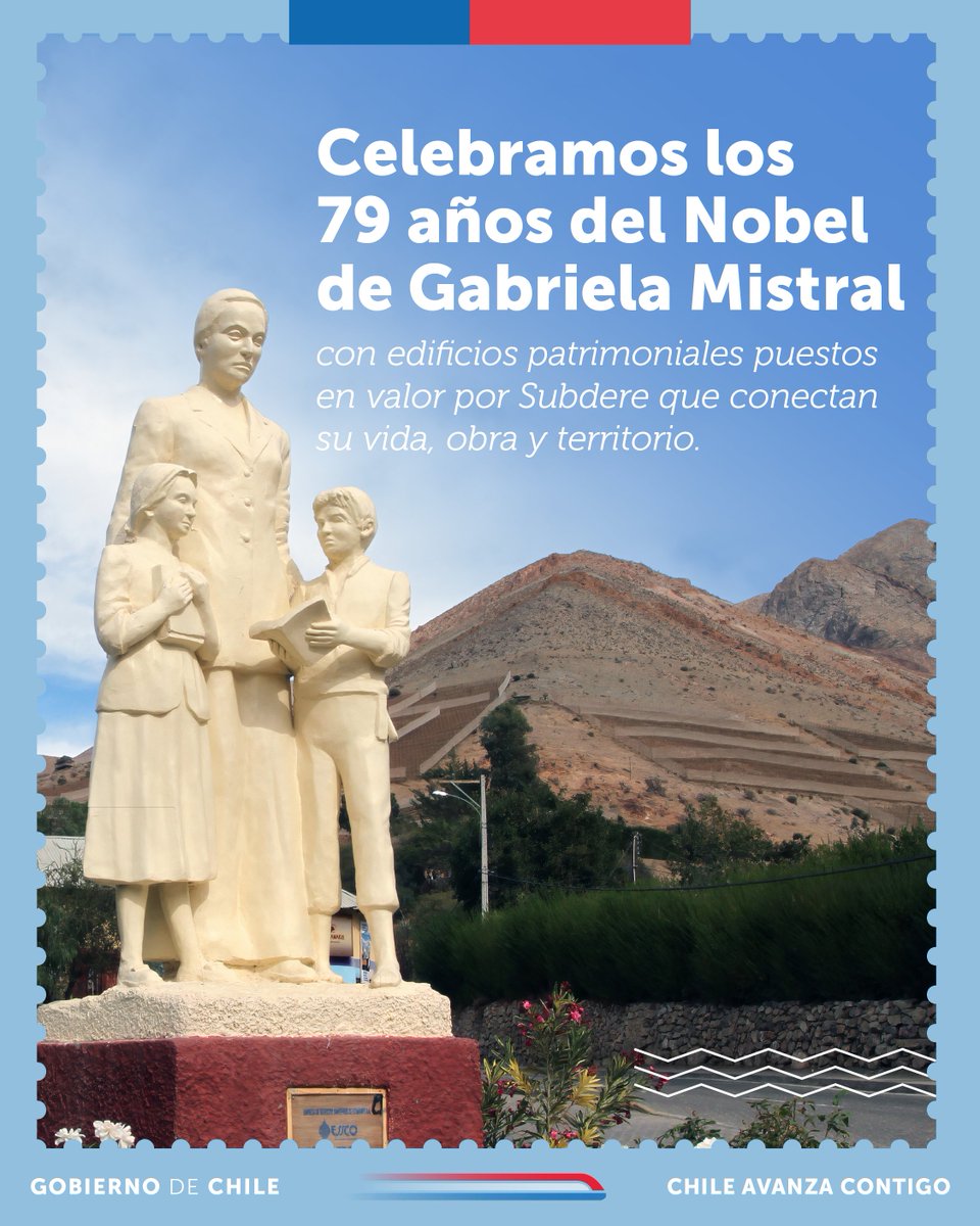 laSubdere's tweet photo. 🏅 A 79 años del Premio Nobel de Literatura otorgado a Gabriela Mistral, conoce qué monumentos nacionales ligados a la vida de la poeta recuperamos y restauramos gracias al Programa Puesta en Valor del Patrimonio de la Subdere. https://t.co/gXHf5DjPGH