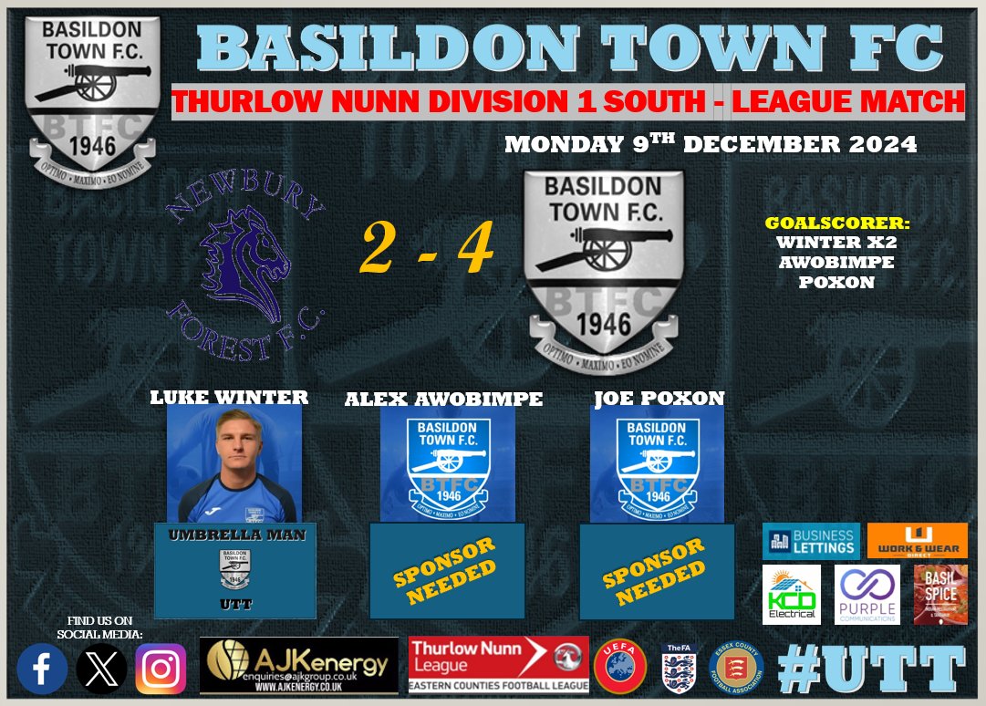 ⭐️ 1ST TEAM RESULT ⭐️

A 4 - 2 win last night away to <a href="/NewburyForestFC/">Newbury Forest FC</a> in the <a href="/ThurlowNunnL/">TNL</a> Division 1 South. Goals from Luke Winter x2, Alex Awobimpe &amp; Joe Poxon.

#UTT ⚽️🔵⚪️
