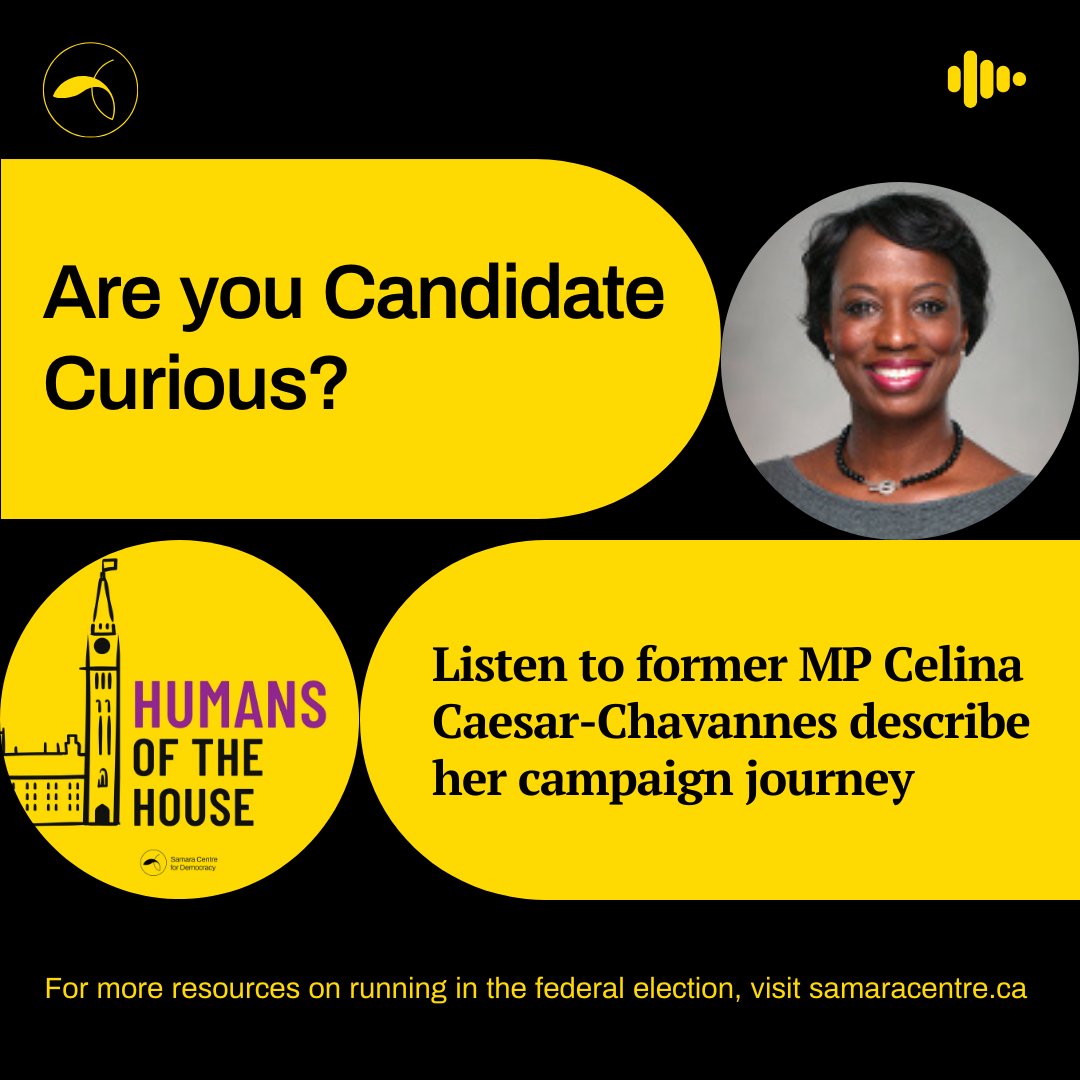 Samara Centre for Democracy (@thesamaracentre) on Twitter photo Wondering what it’s really like to run for federal office? 🤔
👀 Watch former MPs share campaign stories
🎧 Listen to Humans of the House & Les Personnages de la Chambre podcasts for insider life on the Hill
🔎 Explore the <a href="/ElectionsCan_E/">Elections Canada</a> guide to running
buff.ly/49azFrp Wondering what it’s really like to run for federal office? 🤔
👀 Watch former MPs share campaign stories
🎧 Listen to Humans of the House & Les Personnages de la Chambre podcasts for insider life on the Hill
🔎 Explore the <a href="/ElectionsCan_E/">Elections Canada</a> guide to running
buff.ly/49azFrp