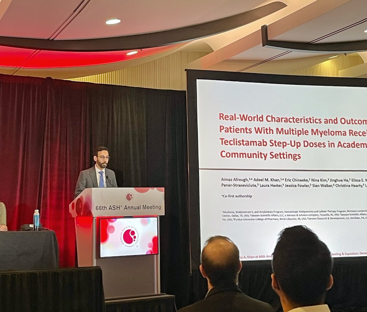 Adeel Khan MD MPH MS (@khancology) on Twitter photo Honored to have delivered our abstract as an oral presentation at ASH '24. Teclistamab can be given safely and effectively in the community bringing the drug more directly to the patients who need it! <a href="/HealthTree/">HealthTree Foundation</a> <a href="/AimazAfrough/">Aimaz Afrough</a> <a href="/utswcancer/">UTSW Simmons Cancer Center</a> <a href="/ldandersonjr/">Larry Anderson,MD,PhD,FACP</a> <a href="/flatironhealth/">Flatiron Health</a> Honored to have delivered our abstract as an oral presentation at ASH '24. Teclistamab can be given safely and effectively in the community bringing the drug more directly to the patients who need it! <a href="/HealthTree/">HealthTree Foundation</a> <a href="/AimazAfrough/">Aimaz Afrough</a> <a href="/utswcancer/">UTSW Simmons Cancer Center</a> <a href="/ldandersonjr/">Larry Anderson,MD,PhD,FACP</a> <a href="/flatironhealth/">Flatiron Health</a>