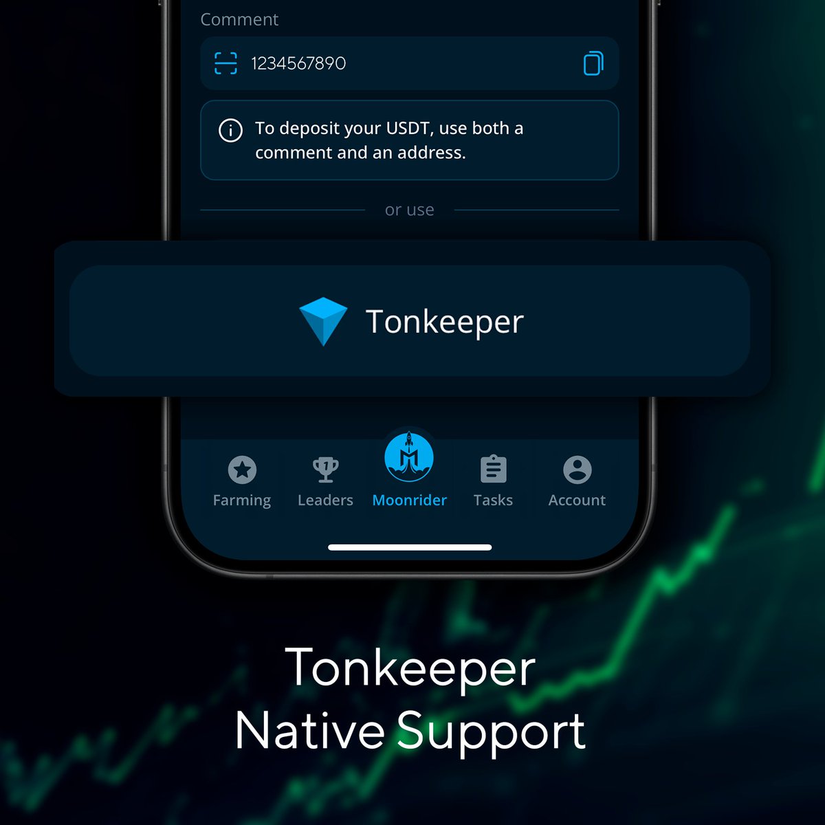 ⚡️ Moonrider Now Supports Tonkeeper Deposits! 

You can now use Tonkeeper to deposit funds into your Moonrider account! Just open the app &gt; Go to Balances &gt; Press Deposit &gt; Choose Tonkeeper to continue! 

😎 With our new 400% deposit bonuses, Moonrider is getting supercharged!