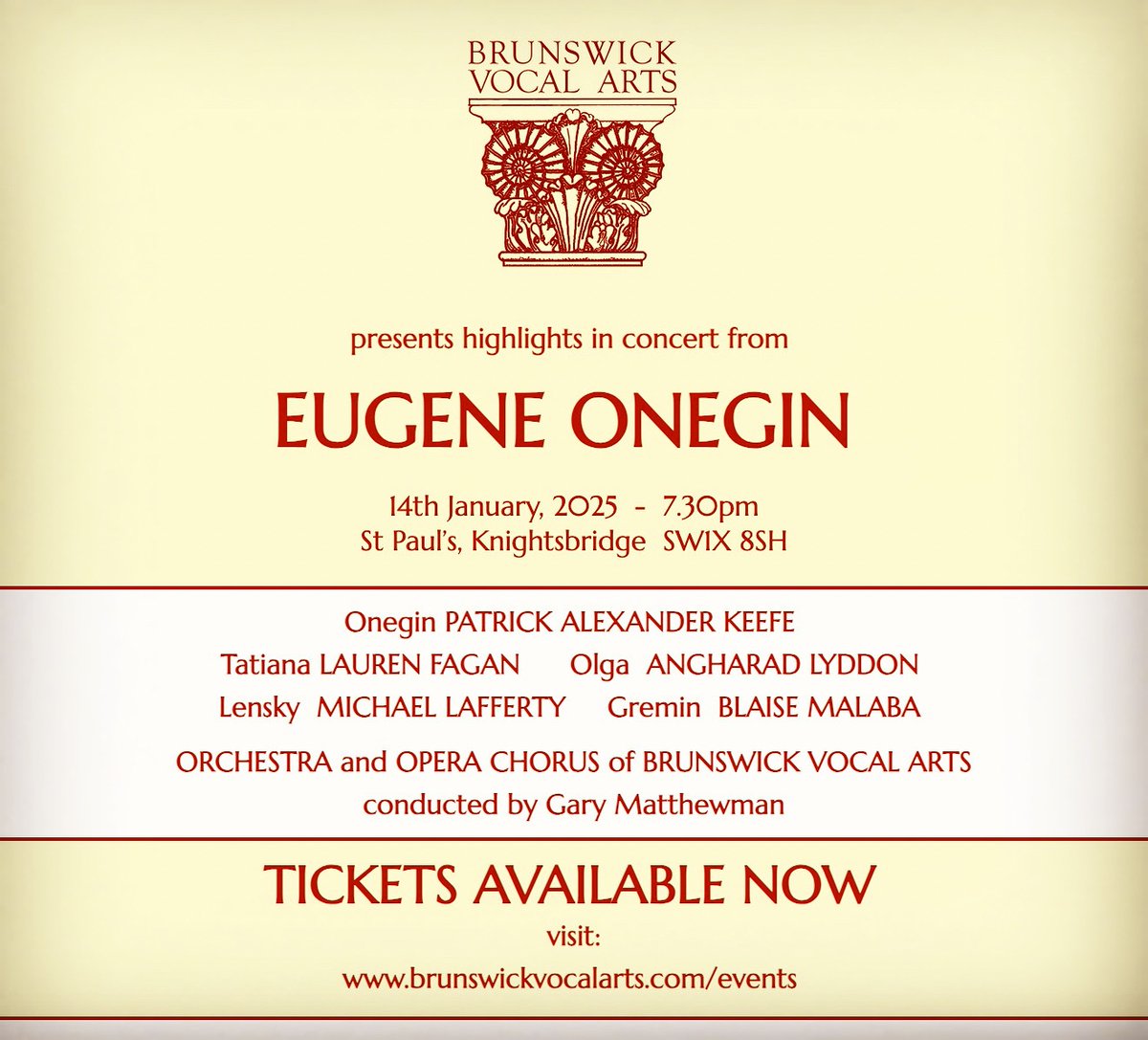 Please come and support these stellar singers, Jan 14th! (highlights in concert performance - sung in Russian, with a linking narrative read in English) Tickets now available via the BVA website events page.