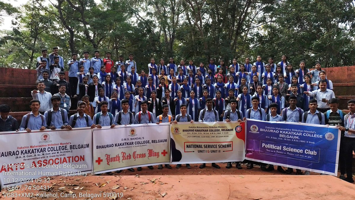 BKCNSS's tweet photo. The NSS volunteers along with YRC volunteers  of Bhaurao Kakatkar College celebrated #HumanRightsDay2024 by taking pledge. The theme for Human Rights Day 2024, “#OurRightsOurFutureRightNow”, highlights the continued relevance of human rights in addressing global challenges. https://t.co/VxQcb22eix
