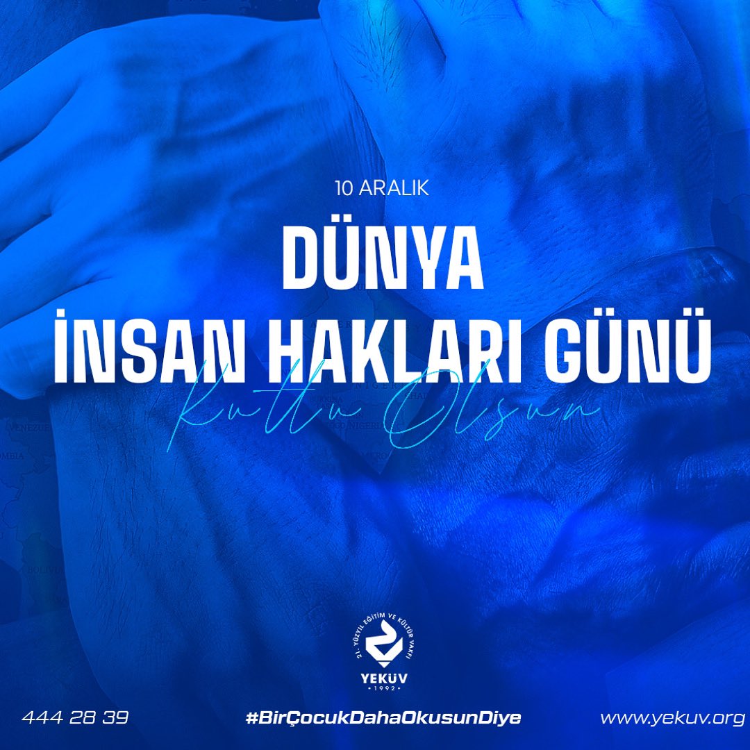 10 Aralık Dünya İnsan Hakları Günü’nde, her bireyin eşit haklarla sahip olabilceğine inanıyoruz.Eğitim hakkından yoksun tek bir gencin kalmaması için çalışıyoruz.Her insan değerli,her gelecek umut dolu olsun. 
#DünyaİnsanHaklarıGünü #EğitimHerkesinHakkı #FırsatEşitliği #YEKÜV