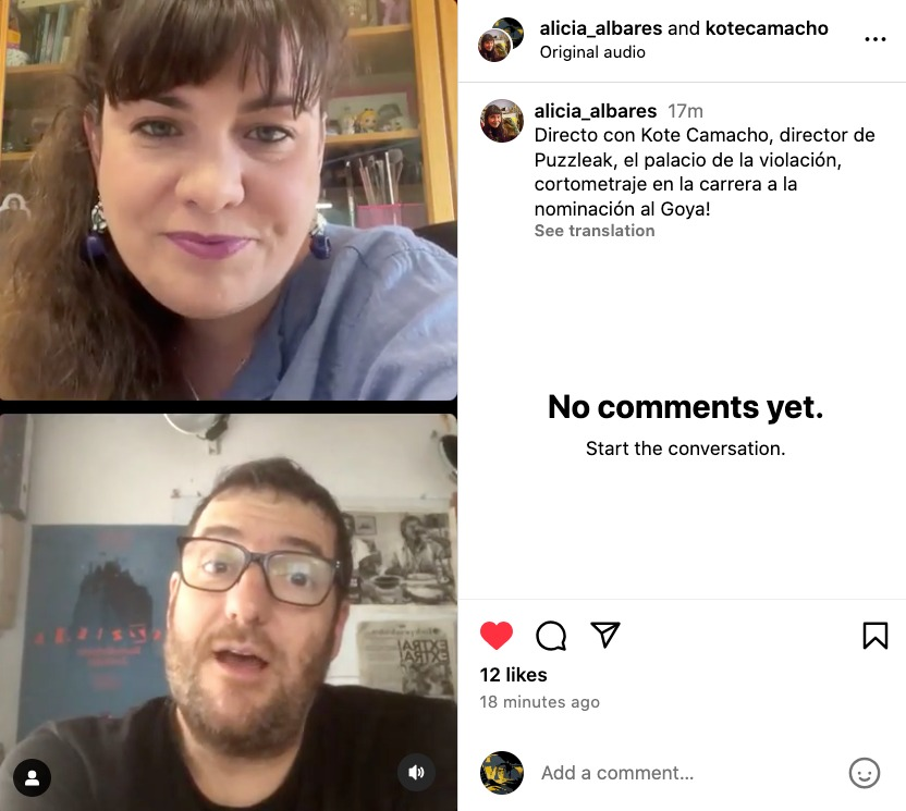 Una entrevista agusto con Alicia Albares, distribuidora de Puzzleak, Bortxaketaren Jauregia (El Palacio De La Violación) un corto docu ficción con animación en carrera a la nominación a los Goya. Hasta el viernes pueden votar. Ver en Videomac o Filmin 🔥
instagram.com/p/DDZdJ6iqnrh/