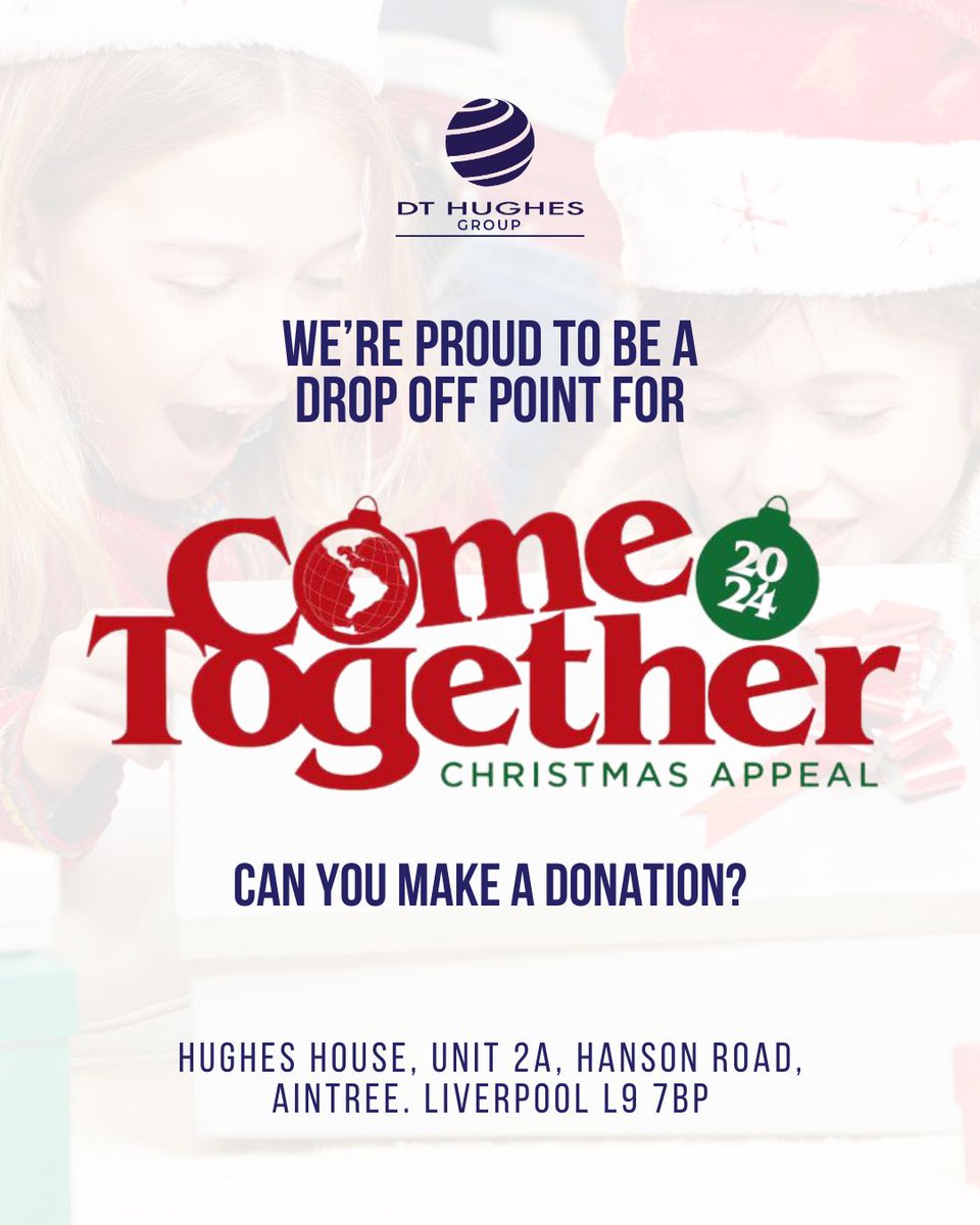 We're proud to be a drop off point for this year's Come Together Christmas appeal. 

If you're able to donate, it will go a long way in ensuring many children across Merseyside will be able to wake up to presents on Christmas day. 

The final day is 18th December.