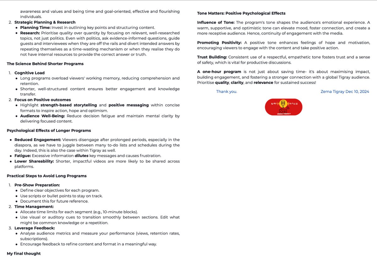 🎤 ጽፈትን ንጽረትን ዝተመልኦ ማሕበራዊ መራከቢታት ትግራይን፥ ኣገዳስነቱን፤ ዕቱብ ጠመተ ዘድልዮ እዋናዊ ዛዕባ፥፥ 

🎙️Optimising Tigray YouTube Media, podcasts &amp; TV Programs for Maximum Impact.