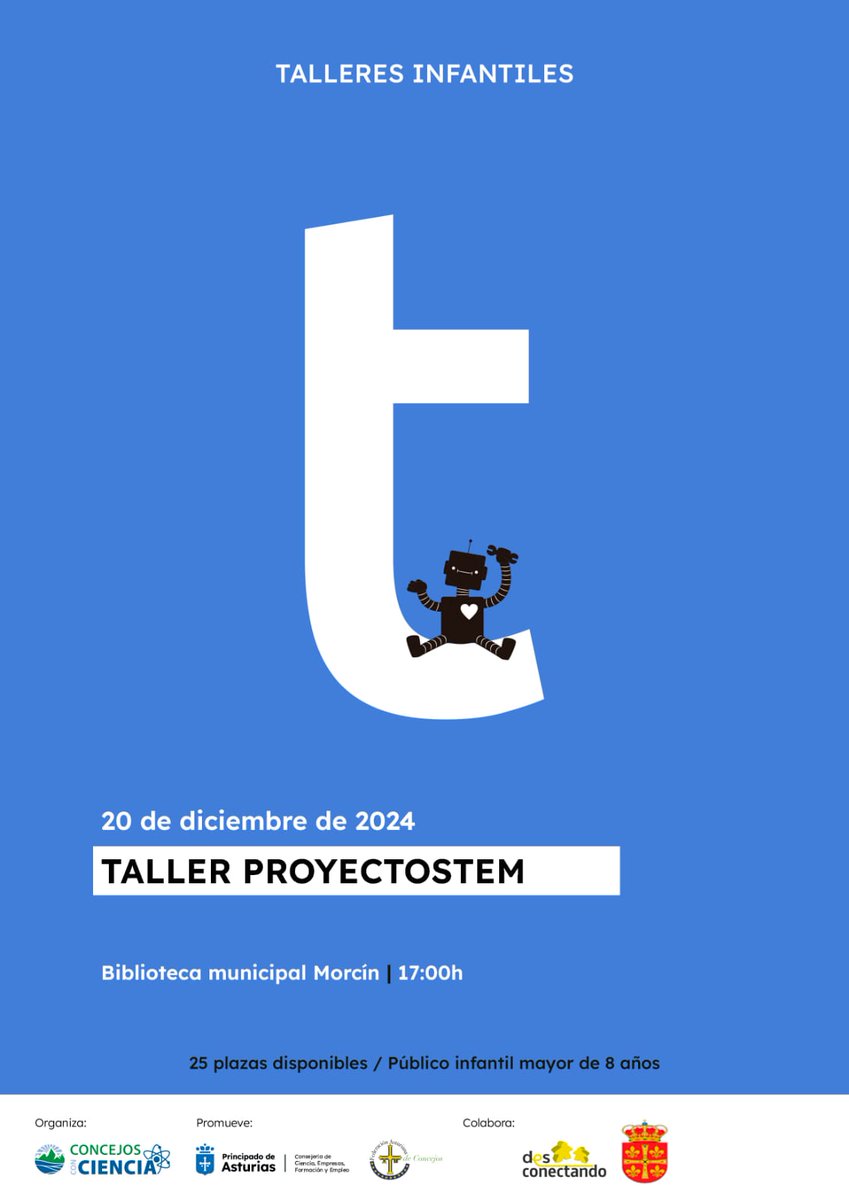 aytomorcin's tweet photo. La Biblioteca Pública de Morcín acogerá el próximo 20 de diciembre este taller infantil del Proyecto Steam, para niños y niñas mayores de 8 años.

Inscripciones hasta el día 18 en el teléfono 📲 629 666 088 https://t.co/2f93BA1x2E