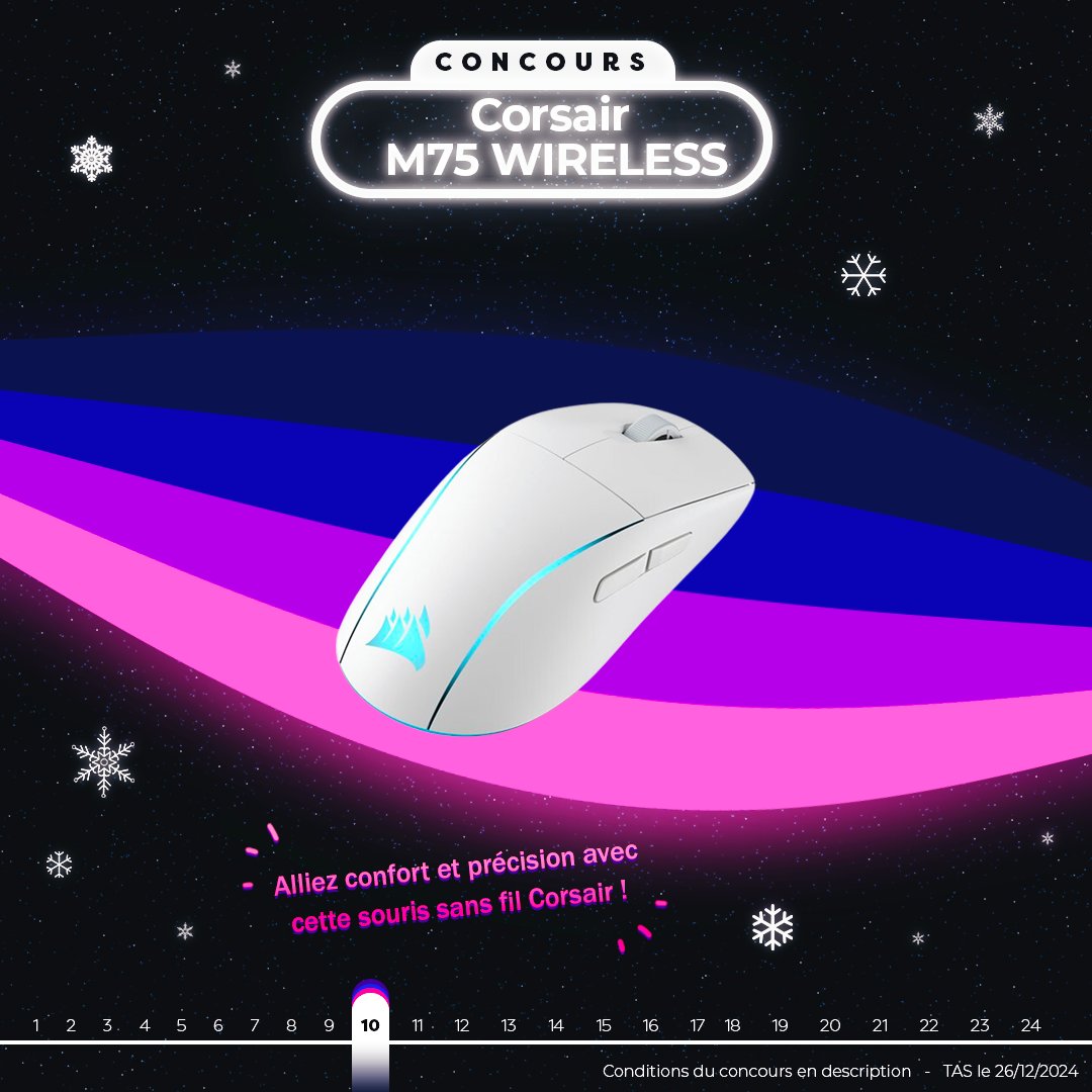 Frandroid's tweet image. #CONCOURS JOUR 10🎄

Gagnez une souris Corsair M75 Wireless !

Pour participer :  
📷Tweet : #FrandroidOffreMoi + une M75 Wireless + @CORSAIRFRA 
📷RT + Like 
📷Follow @Frandroid + @CORSAIRFRA