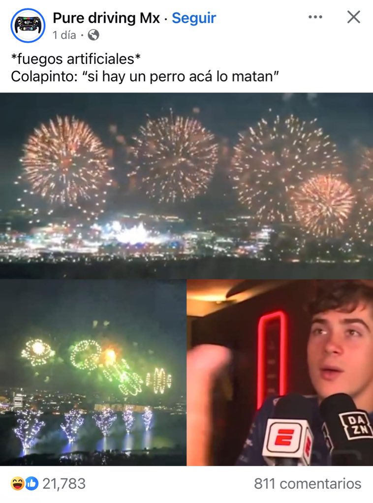 MoniGlez13's tweet photo. @LUPITAMARTINEZA Buenos días Lupita querida, ¿viste la declaración de Franco Colapinto, sobre los fuegos pirotécnicos? https://t.co/4rW1G2l3MD