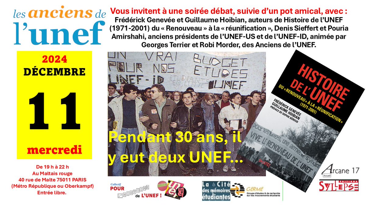 Germe (@germeinform) on Twitter photo C'est demain.... au Maltais rouge
aaunef.fr/11-decembre-re…
<a href="/unef_p1/">UNEF Paris 1</a> <a href="/LaContempo_BAM/">La Contemporaine</a> <a href="/RevesJeunes/">Reves Jeunes</a> <a href="/InstitutFSU/">IRFSU</a> <a href="/ITS_PSU/">Institut Tribune Socialiste</a> <a href="/aaunef/">AA UNEF</a> <a href="/La_FAGE/">FAGE</a> <a href="/UNEF/">UNEF</a> <a href="/unionetudiante/">UEQ</a> <a href="/SolidairesEtu/">Solidaires étudiant-e-s</a> <a href="/RevesJeunes/">Reves Jeunes</a> <a href="/EditionSyllepse/">Editions Syllepse</a> <a href="/17Arcane/">Arcane 17</a> <a href="/PouriaAmirshahi/">Pouria Amirshahi</a> <a href="/denis_sieffert/">Denis Sieffert</a> <a href="/Mediapart/">Mediapart</a> C'est demain.... au Maltais rouge
aaunef.fr/11-decembre-re…
<a href="/unef_p1/">UNEF Paris 1</a> <a href="/LaContempo_BAM/">La Contemporaine</a> <a href="/RevesJeunes/">Reves Jeunes</a> <a href="/InstitutFSU/">IRFSU</a> <a href="/ITS_PSU/">Institut Tribune Socialiste</a> <a href="/aaunef/">AA UNEF</a> <a href="/La_FAGE/">FAGE</a> <a href="/UNEF/">UNEF</a> <a href="/unionetudiante/">UEQ</a> <a href="/SolidairesEtu/">Solidaires étudiant-e-s</a> <a href="/RevesJeunes/">Reves Jeunes</a> <a href="/EditionSyllepse/">Editions Syllepse</a> <a href="/17Arcane/">Arcane 17</a> <a href="/PouriaAmirshahi/">Pouria Amirshahi</a> <a href="/denis_sieffert/">Denis Sieffert</a> <a href="/Mediapart/">Mediapart</a>
